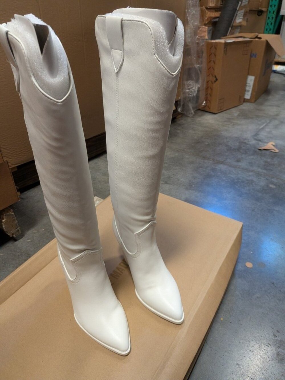 Steve Madden Womens Tessy Leather Cowboy, Western Boots White 5.5 - Picture 2 of 7